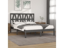 Estructura De Cama De Madera Maciza De Pino Gris 200x200 Cm