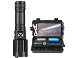 Linterna táctica LED, IPX5 resistente al agua, con zoom y 5 modos para acampar y cazar al aire libre, Yizhood (negra)