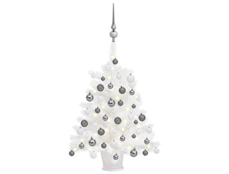 Árbol de Navidad preiluminado VIDAXL con luces y bolas blanco (65 cm)