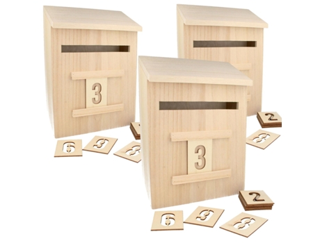 3 calendarios de Adviento buzón de madera 28 cm ARTEMIO