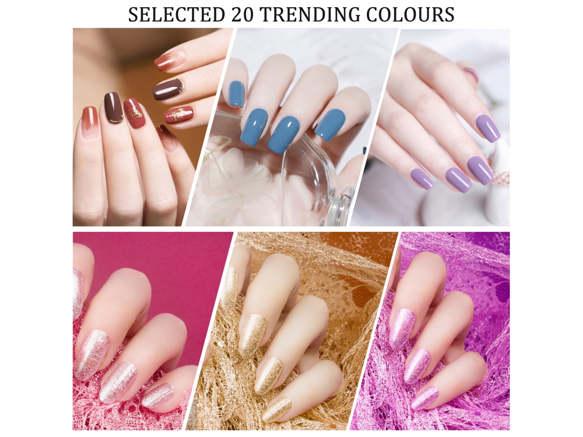 Set De Esmalte Gel Anself: 20 Cores + Base Coat + Top Coat + Top Coat Mate, 5ml Cada Um