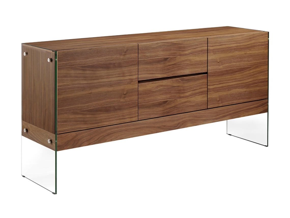 Aparador ANGEL CERDÁ. 3062 (Marrón - MDF, Madera, Vidrio - 180 x 45 x 85 cm)