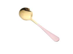 Cuchara Gruesa De Acero Inoxidable Con Mango Largo Y Cómodo Para Yogur, Pudín, Helado Y Cereales - Oro Rosa