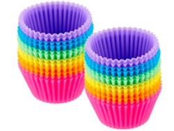 24 Vasos Cupcake Silicone Coloridos Libre Bpa, Resistentes Calor
