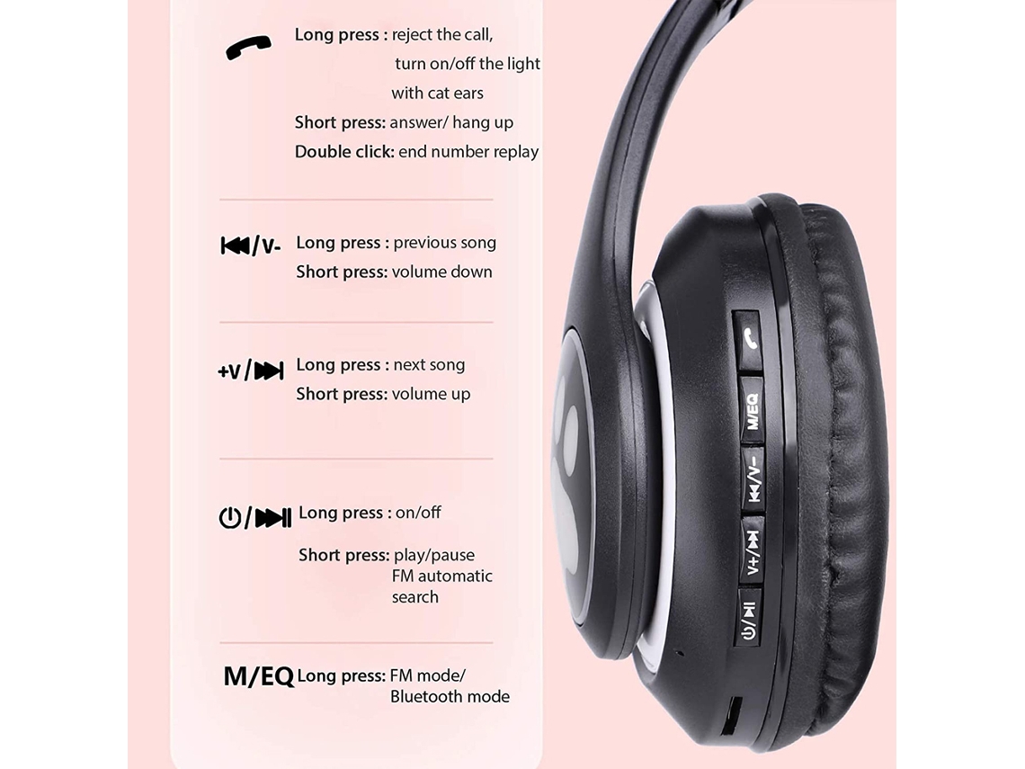 ELKUAIE Auriculares Auriculares inal mbricos con orejas de gato