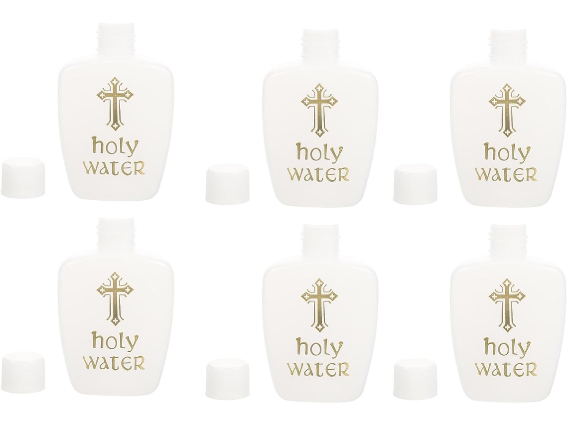 Juego 6 Botellas Bendita Cristianas Recargables 60 Blancas Bautizos Celebraciones Religiosas Prácticos