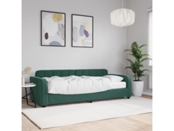 Sofá Cama Con Colchón Terciopelo Verde Oscuro 80x200 Cm