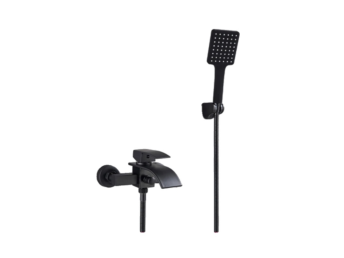 Grifo de bañera con caño cascada, montaje en pared, negro mate OEM