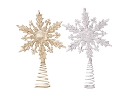 2 Adornos Para La Cima Del Árbol De Navidad: Gorro De Nieve, Estrella, Dorado Y Plateado Para Navidad Y El Hogar.