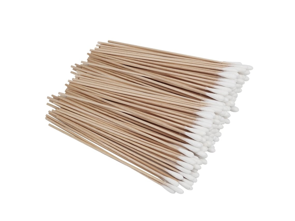 Bastoncillos de algodón con mango de madera, 300 unidades largas para desmaquillar, multifuncionales, modernos STELASPLEN