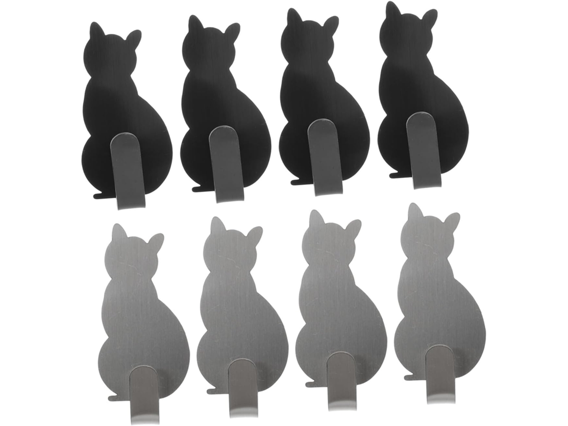 Juego 8 Pequeños Ganchos Decorativos Pared Forma Acero Inoxidable Requieren Perforación 4 Plateados Grises