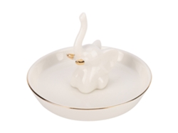 Plato organizador decorativo blanco para anillos de joyería