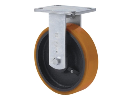 Rueda fija 17slr150-hub hierro-poliur.naranja eje bolas ALEX