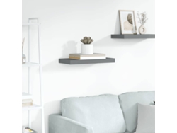 Estante Flotante De Pared | Estante Flotante | Estantería Pared Mdf Gris Brillo 50x23x3,8 Cm
