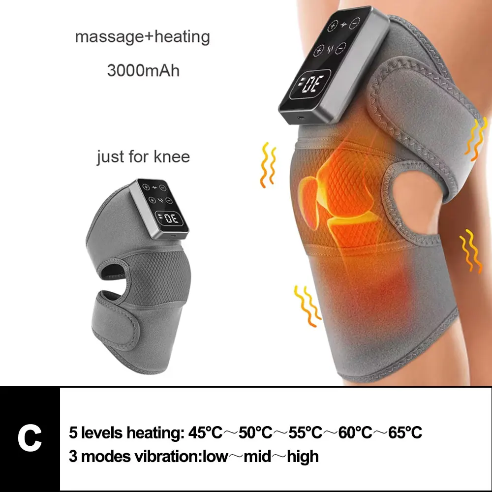 (c, 1 Pieza) Almohadilla De Masaje Vibratoria Calentada Eléctricamente Para Rodillas, Soporte Para Articulaciones, Relajante Muscular