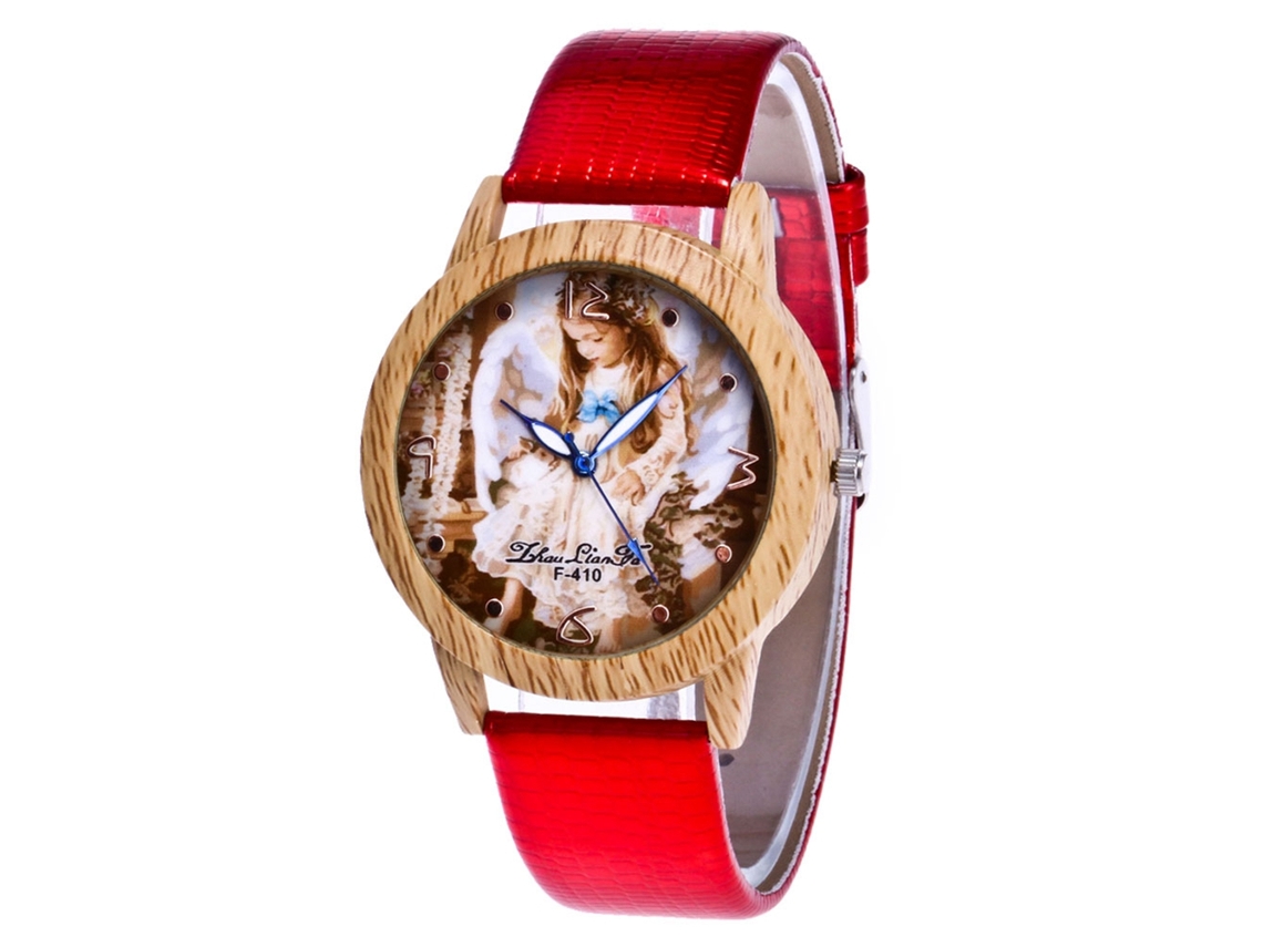 Reloj De Pulsera Analógico De Cuarzo Con Dial Redondo Fashionable (rojo)
