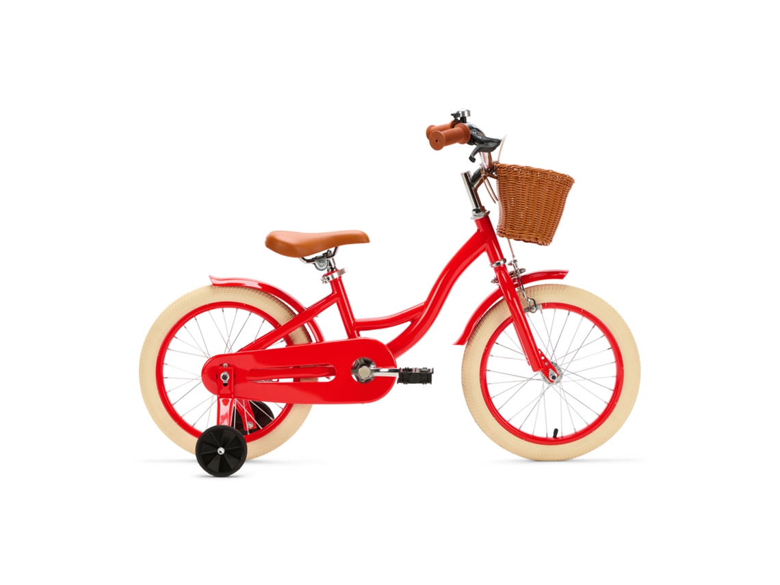 Bicicleta infantil Generation Blanco de 16 pulgadas, roja, con cesta.