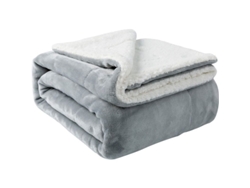 Rebe-manta Sherpa Suave Para Invierno Microfibra Reversible Ligera 50x60 Pulgadas Gris Claro