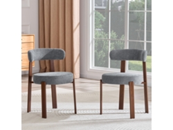 Juego De 2 Sillas De Comedor Medievales Con Tapicería Gris Y Reposabrazos.