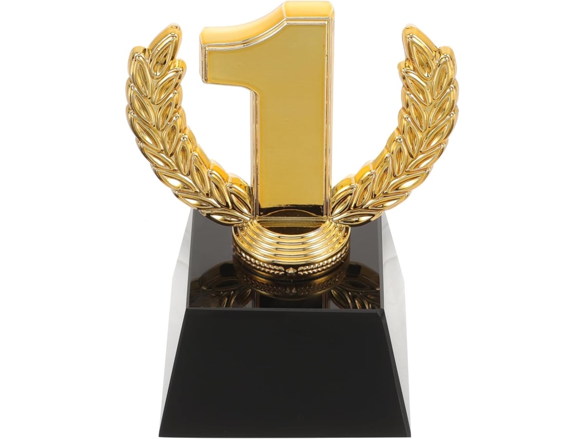 Delicado Trofeo Miniatura De Cristal Dorado