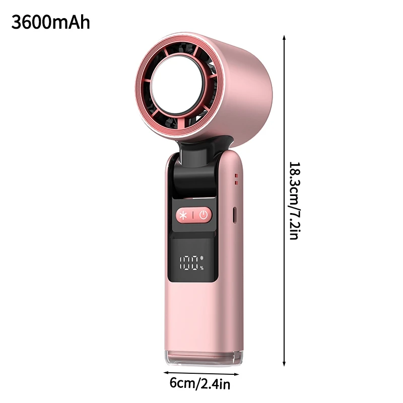 Ventilador De Mano Plegable (3600 Ah, Rosa) Mini Ventilador Eléctrico Con Función De Refrigeración Ventilador De Mano Recargable Por Usb