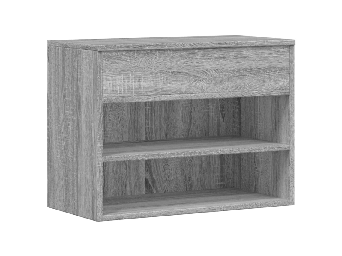 Banco zapatero Sonoma MAISON EXCLUSIVE de madera gris (60 x 30 x 45 cm)