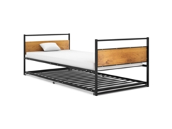 Estructura De Cama Extraíble Sin Colchón Metal Negro 90x200 Cm