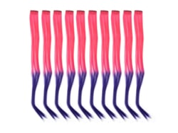 2026-10 Piezas Parche De Pelo Colorido Longo Retangular Degradado Clip-on Para Eventos De Cosplay E Halloween Rosa Roxo