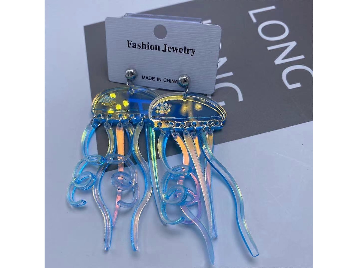 Dos pares de pendientes largos de medusa con borla, diseño llamativo, pendientes acrílicos con forma de viento, Rosewell