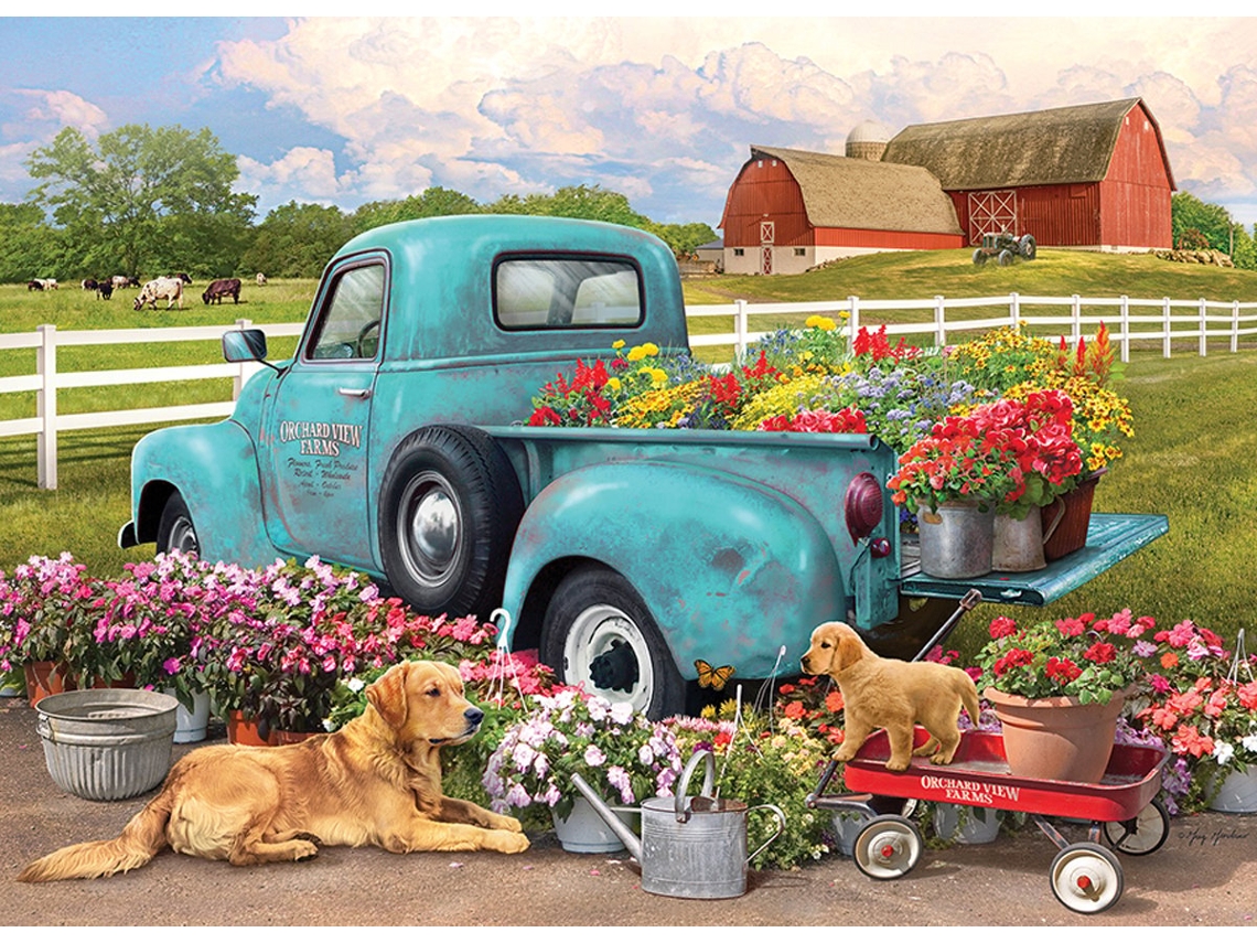 Rompecabezas de 1000 piezas de Cobble Hill Flower Wagon