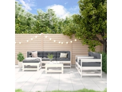 Conjunto de salón de jardín de 7 piezas de pino macizo blanco Dkd Home Decor