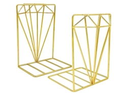 Suportes de Livros de Metal Ajustáveis, 2 Peças, Design Elegante com Diamante, Dourado Decoração e Organização para Lar e Escritório