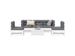 6 Piezas Conjunto Sofás De Jardim Madeira De Pinho Macíça Branco Dkd Decoración Del Hogar