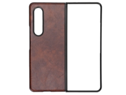 Capa De Couro Protetora Shockproof Com Padrão Business Para Samsung Galaxy Z Fold 3 Marrom