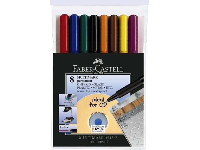Marcadores Permanentes FABER-CASTELL (8 Un - Multicolor)