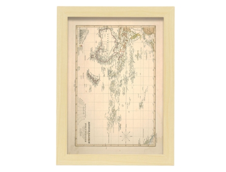 NACNIC Pósters Geográficos En Vintage Mapa De Australia Y Polinesia Ilustraciones De Antiguos Mapamundis En Tonos Sepia Tamaño A3 Con Marco Negro