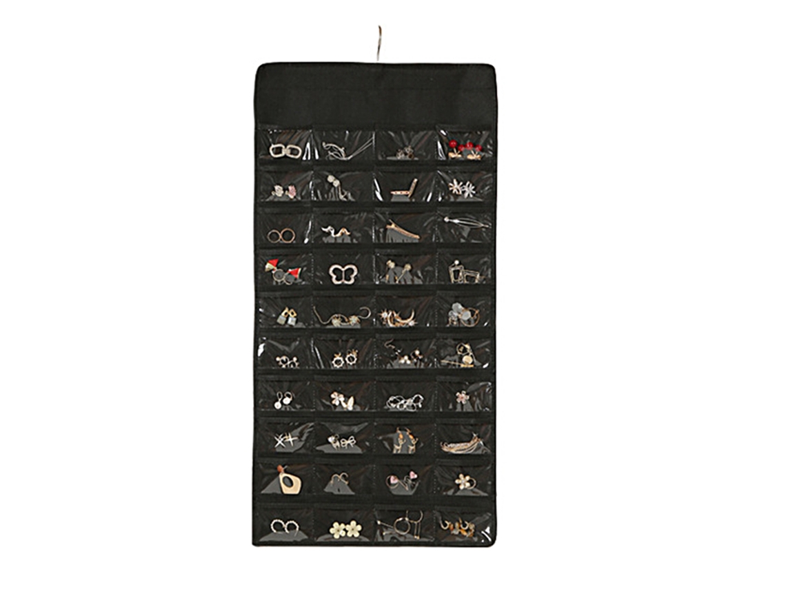 Organizador Joyas Colgar Gancho Giratorio Cremallera Seguridad RNEMITERY Negro (43x21x3cm)
