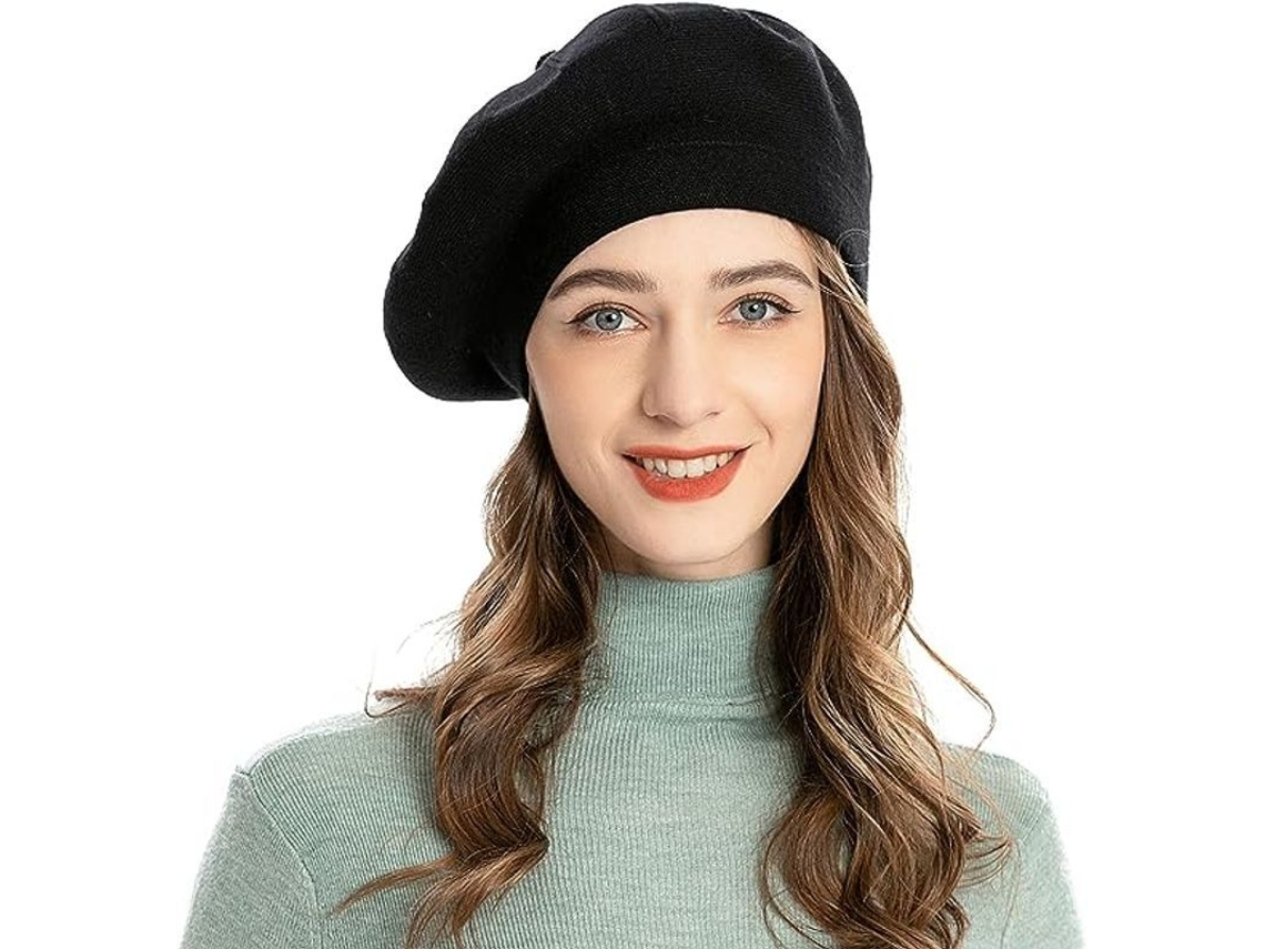 Gorro Berré Reversible De Color Sólido De Cachemira Cálido Para Mujeres Y Niñas