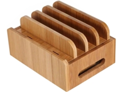 Soporte De Carga Usb De Madera Para Teléfono, Tableta Y Organizador Multidispositivo
