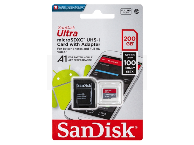 Tarjeta de Memoria MicroSD SANDISK 200GB Ultra 100MB/s