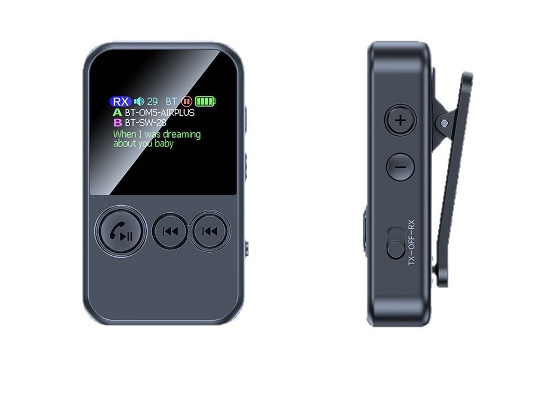 Adaptador Audio Bluetooth Con Pantalla Led, Clip Y Interfaz Aux 3,5mm