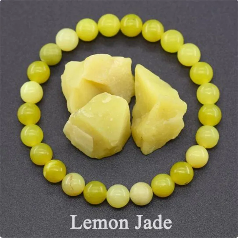Pulsera De Cuentas De Piedra Natural (jade Limón, 17 Cm) Para Yoga, Reiki, Sanación, Amuleto Y Talismán De La Suerte.