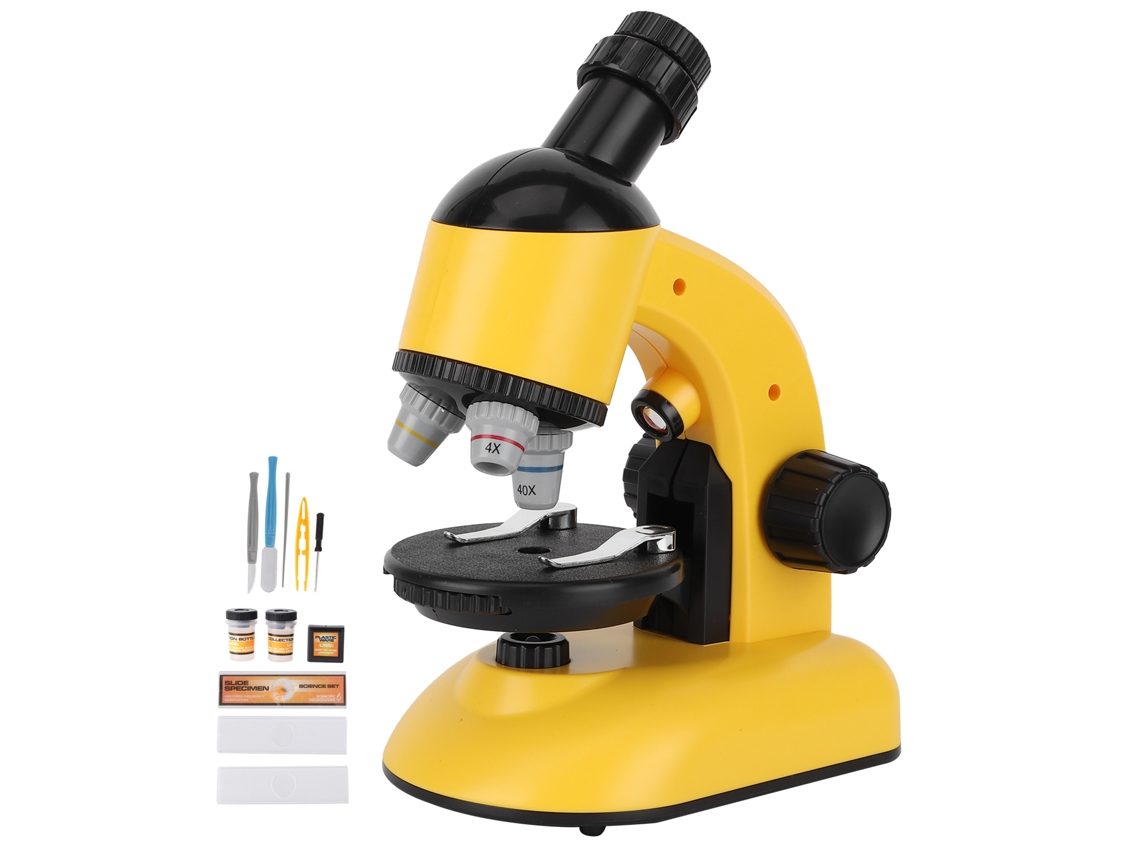 Microscopio Infantil 40x-1200x Con Cabezal Giratorio De 360°, Juguete Educativo Para Principiantes, Amarillo