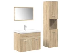 Juego de muebles de baño de 4 piezas, madera de roble, Sonoma MAISON EXCLUSIVE