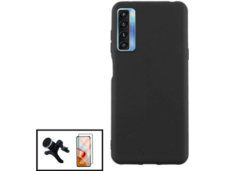 Carcasa + Protector + Soporte TCL 20L PHONECARE Silicona Líquida Negro 74240