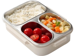 Fiambrera de acero inoxidable con 3 compartimentos, portátil, ideal para preparar comidas.
