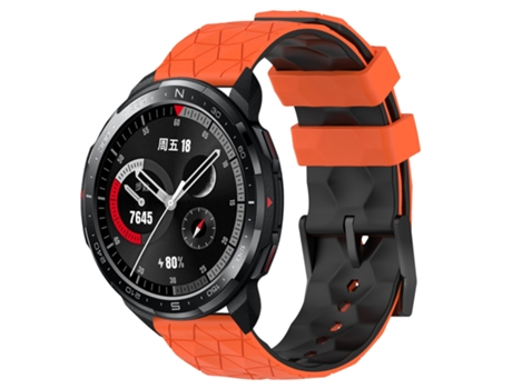 Correa de reloj inteligente para Honor Watch GS Pro 22 mm Correa de reloj de silicona con patrón de fútbol de dos colores (naranja + negro)