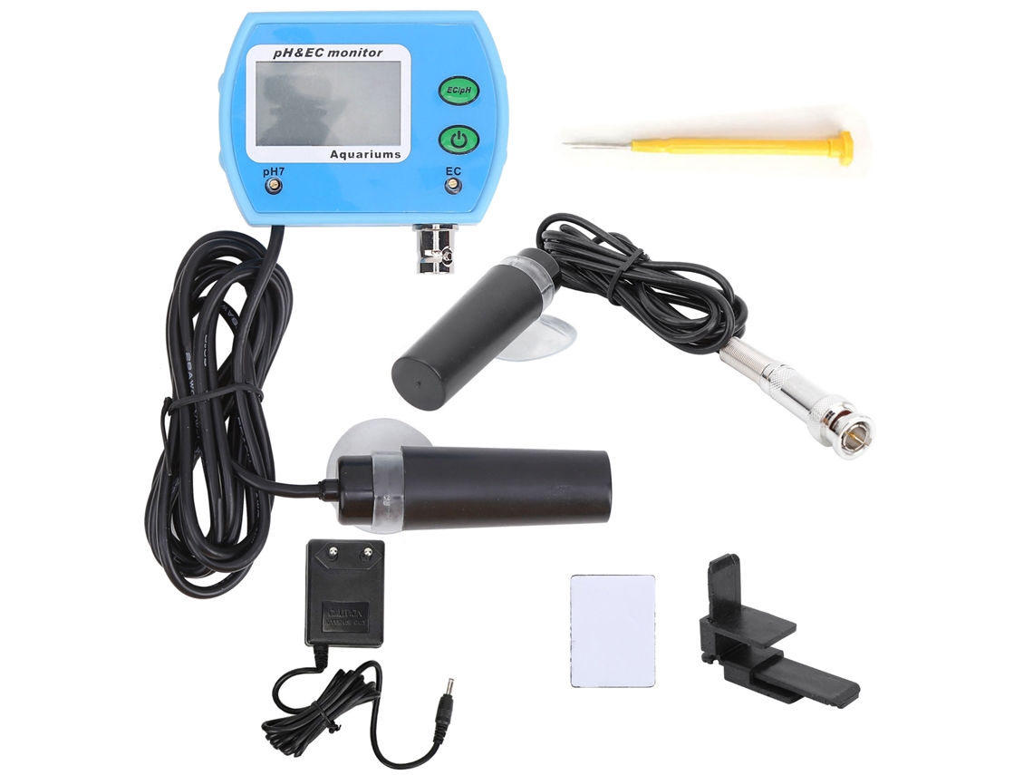 Monitor Profesional 2 En 1 De Ph/ec Para La Calidad Del Agua En Acuarios, Piscinas Y Jacuzzis, Con Pantalla Lcd Y Electrodos Independientes.