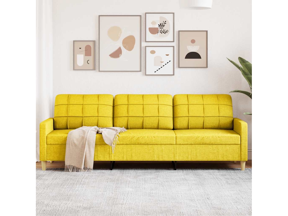 Sofá De 3 Plazas | Sofá De Salón | Sofá De Descanso De Tela Amarillo Claro 210 Cm