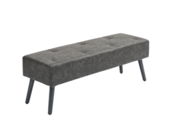 Banco Tapizado Con Cabecero Y Patas De Madera, Para Dormitorio/sala De Estar, 114x38x42 Cm, Gris.